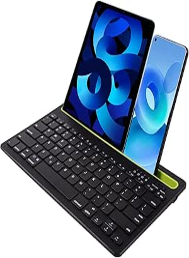 Ultra Slim Bluetooth Keyboard with Stand Slot,Portable Bluetooth Computer Keyboard, Wireless Mini Compact 78 Keys Design Keyboard for iPad Tablet Smartphone MacBook Android iOS Windows(Black)